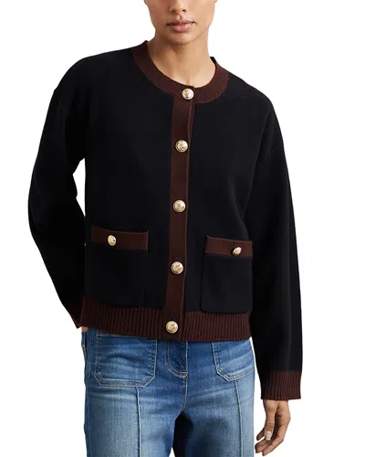 REISS OLIVE TIPPED CARDIGAN