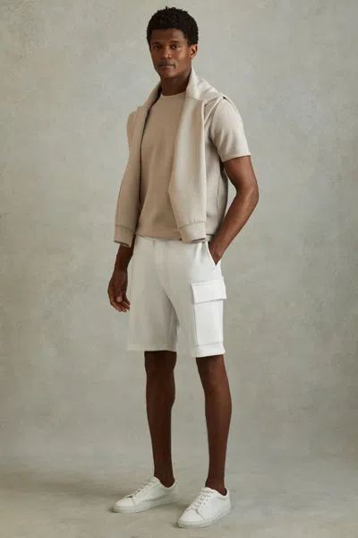 Reiss Oliver - White Interlock Jersey Drawstring Shorts, Xl