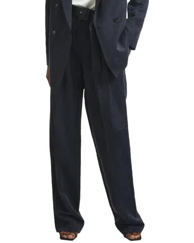 Reiss Olivia Linen-blend Trouser In Navy
