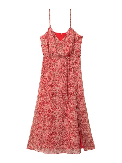 Reiss Olivia Silk-blend Printed Strappy Midi Dress In Red