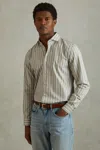 Reiss Omar - Sage/white Cotton Striped Cutaway Collar Shirt, Xl
