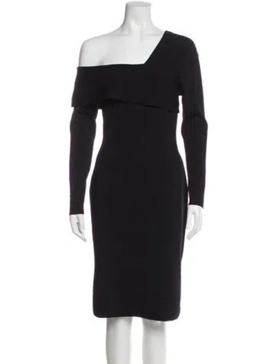 Pre-owned Reiss One-shoulder Knee-length Dress In Black
