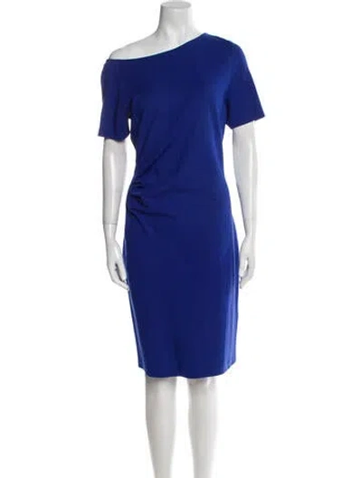 Pre-owned Reiss One-shoulder Knee-length Dress In Blue