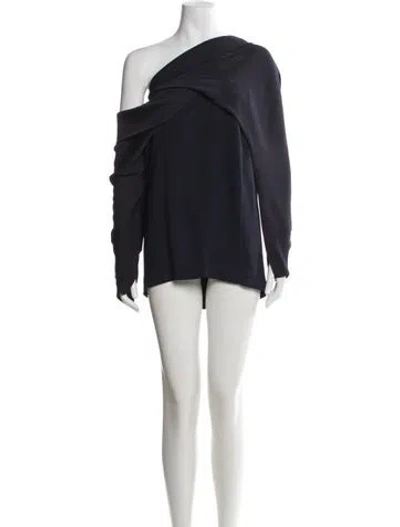 Pre-owned Reiss One-shoulder Knee-length Dress In Blue
