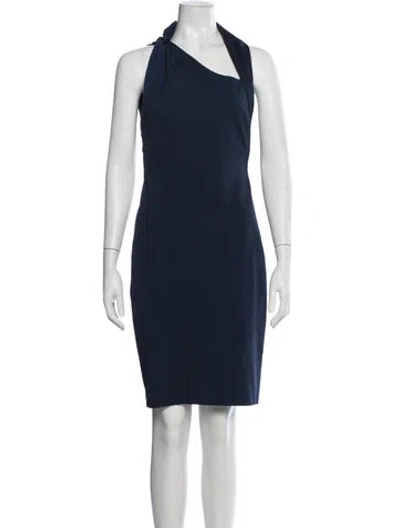 Pre-owned Reiss One-shoulder Knee-length Dress In Blue
