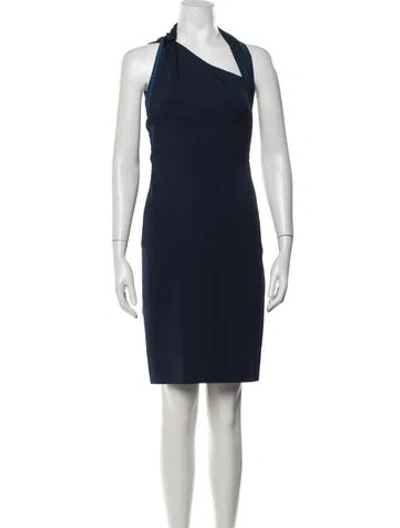 Pre-owned Reiss One-shoulder Knee-length Dress In Blue