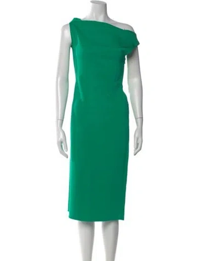 Pre-owned Reiss One-shoulder Knee-length Dress In Green