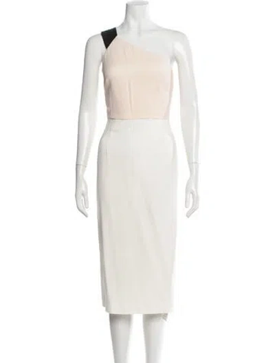 Pre-owned Reiss One-shoulder Knee-length Dress In Neutral
