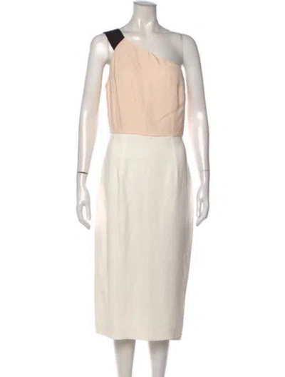 Pre-owned Reiss One-shoulder Knee-length Dress In Neutral