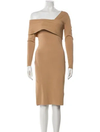 Pre-owned Reiss One-shoulder Knee-length Dress W/ Tags In Neutral
