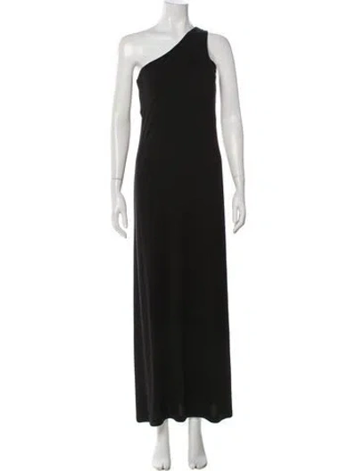 Pre-owned Reiss One-shoulder Long Dress In Black