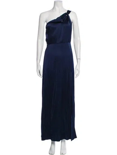 Pre-owned Reiss One-shoulder Long Dress In Blue