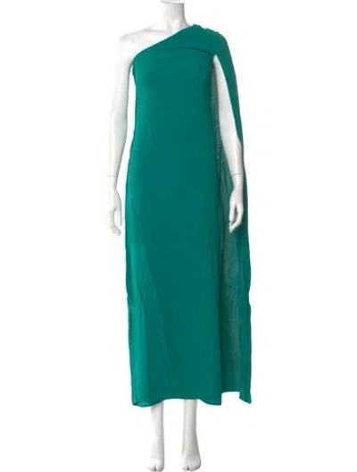Pre-owned Reiss One-shoulder Long Dress In Green