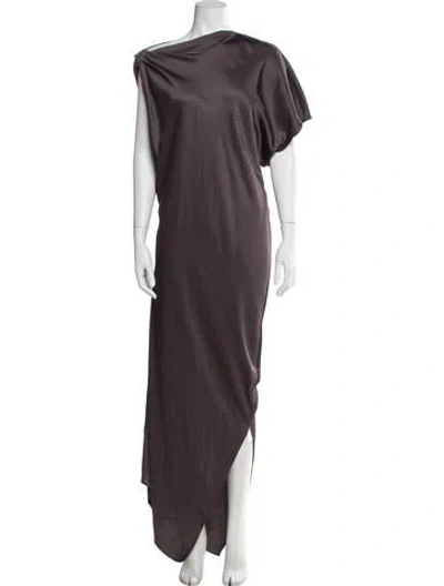 Pre-owned Reiss One-shoulder Long Dress In Purple