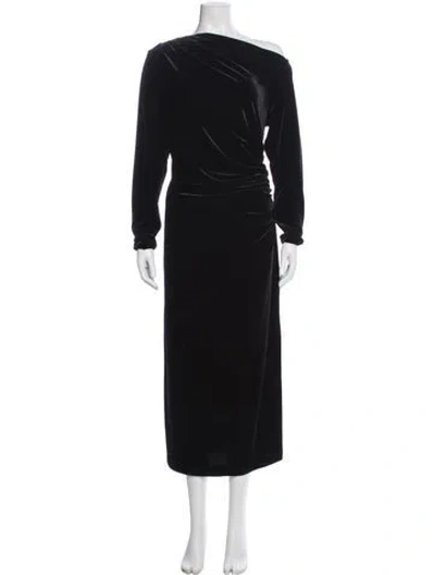 Pre-owned Reiss One-shoulder Long Dress W/ Tags In Black