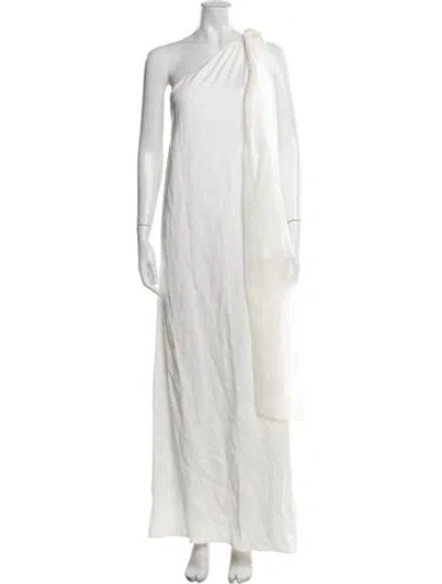Pre-owned Reiss One-shoulder Long Dress In White