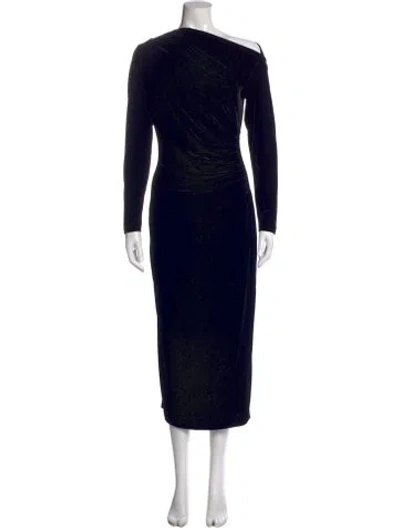 Pre-owned Reiss One-shoulder Midi Length Dress In Blue