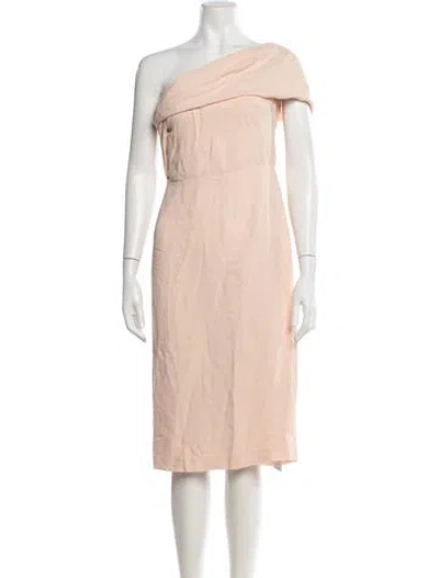 Pre-owned Reiss One-shoulder Midi Length Dress In Neutral