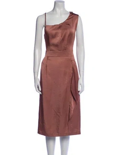 Pre-owned Reiss One-shoulder Midi Length Dress In Pink