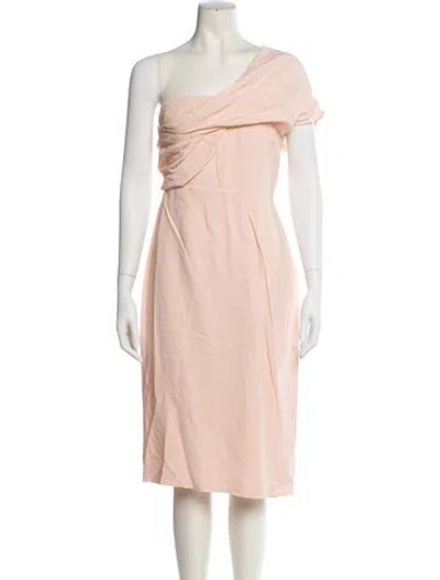 Pre-owned Reiss One-shoulder Midi Length Dress In Pink