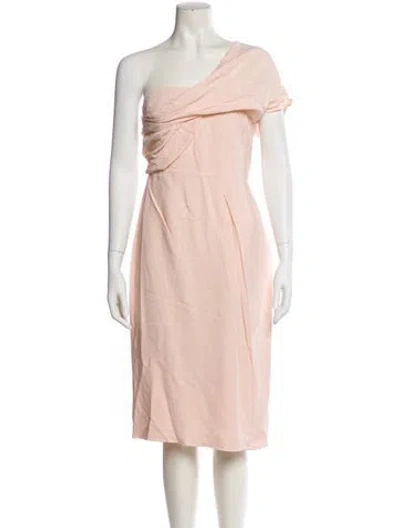 Pre-owned Reiss One-shoulder Midi Length Dress In Pink