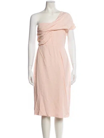 Pre-owned Reiss One-shoulder Midi Length Dress In Pink