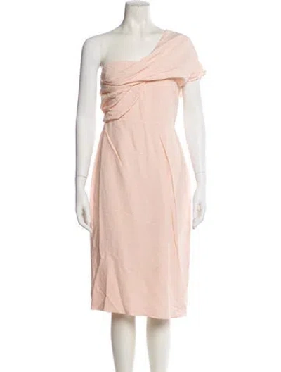 Pre-owned Reiss One-shoulder Midi Length Dress In Pink