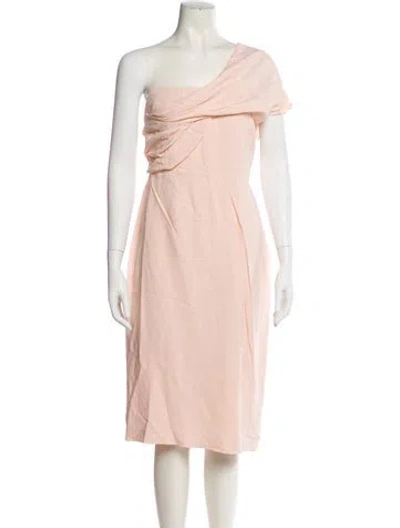 Pre-owned Reiss One-shoulder Midi Length Dress In Pink