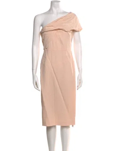 Pre-owned Reiss One-shoulder Midi Length Dress W/ Tags In Pink