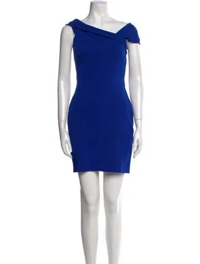 Pre-owned Reiss One-shoulder Mini Dress In Blue