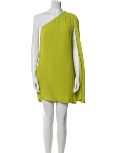 Pre-owned Reiss One-shoulder Mini Dress In Green