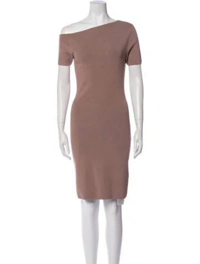 Pre-owned Reiss One-shoulder Mini Dress In Neutral