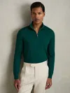 Reiss Opal Green Blackhall Merino Wool Half-zip Funnel Neck Jumper In Green