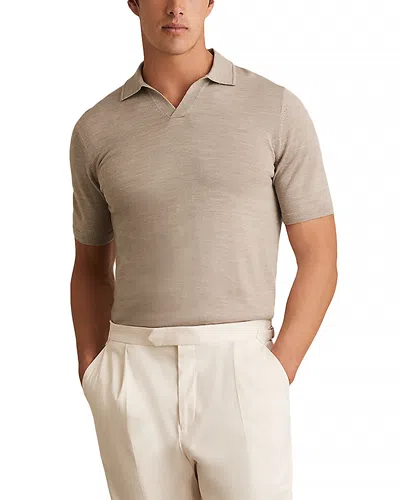 REISS OPEN COLLAR MERINO WOOL POLO SHIRT