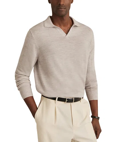 Reiss Open Collar Wool Polo Sweater In Neutral