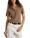 Reiss Womens Evi Open-knit Cotton-blend Polo Shirt Tan In Tan