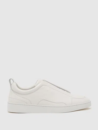 Reiss Optic White Bonded-leather Elasticated Trainers