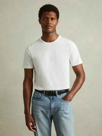 Reiss Optic White Cotton Crew Neck T-shirt