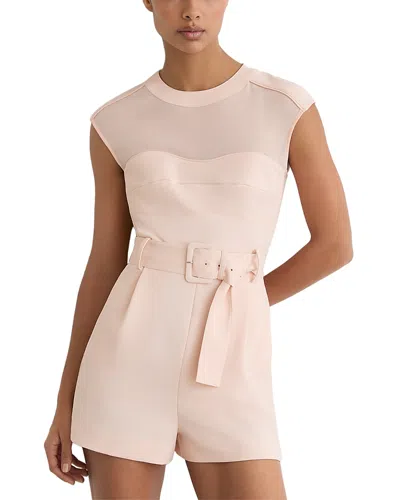 Reiss Ora Structured Belted Romper In Pink