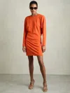 Reiss Orange Cowl Back Mini Dress