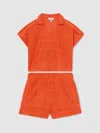 Reiss Orange 9-13 Yrs Towelling Shirt And Shorts Set In Orange