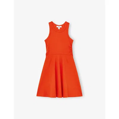 Reiss Kids' Eliza Ruched Stretch-jersey Skater Dress 4-9 Years Orang