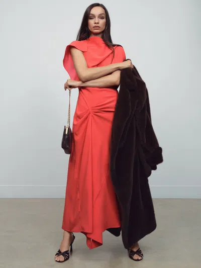 Reiss Orange Petite Asymmetric Draped Midi Dress