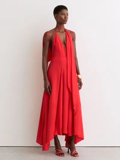 Reiss Orange Strappy Draped Cape Maxi Dress In Red