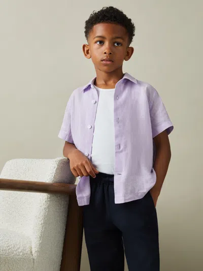 Reiss Orchid 9-13 Yrs Short Sleeve Linen Shirt