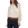 Reiss Ori Guipure Lace Trim Top In Neutral