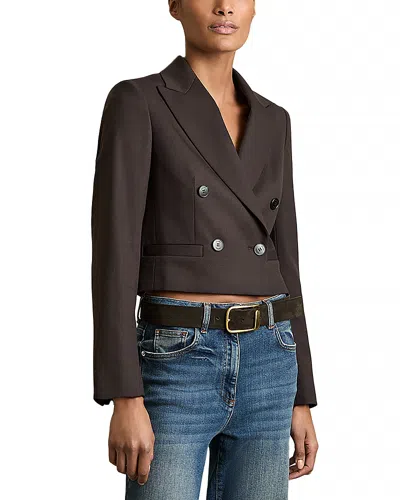 Reiss Orianna Cropped Blazer In Chocolate