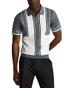 REISS ORION COLOR BLOCKED SLIM FIT HALF ZIP POLO SHIRT