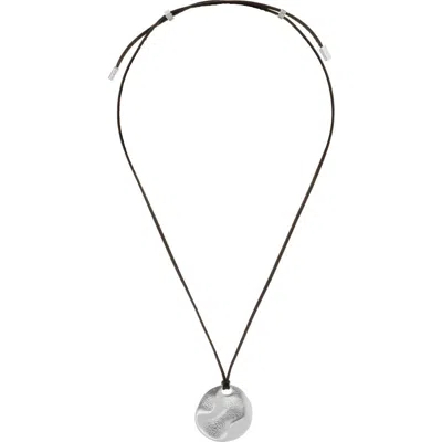Reiss Orla Leather Cord Pendant Necklace In Metallic