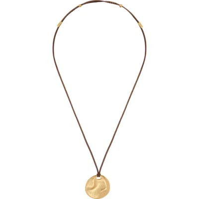 Reiss Orla Leather Cord Pendant Necklace In Gold